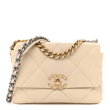 CHANEL Lambskin Quilted Medium Chanel 19 Flap Bei… - image 1