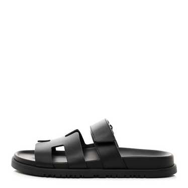 HERMES Calfskin Womens Chypre Sandals 38 Black