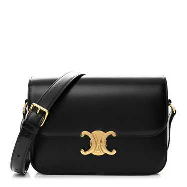 CELINE Shiny Calfskin Medium Triomphe Black