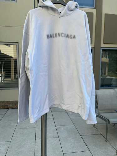 Balenciaga Unfit Shadow Logo Hoodie in Off White