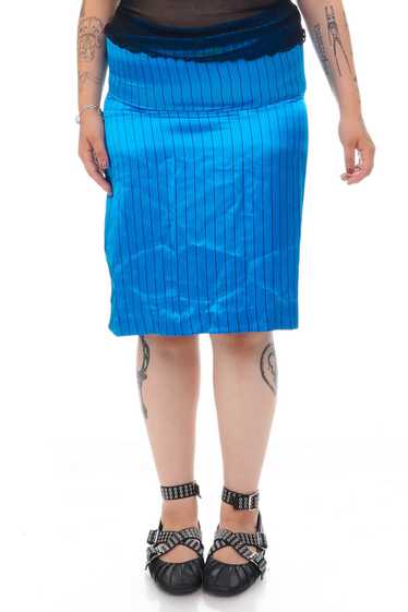 Vintage Y2K Blue Pinstripe Midi Skirt - XL/2X