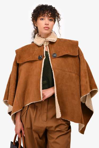 Burberry Brit Tan Suede Shearling Lined Cape Size… - image 1