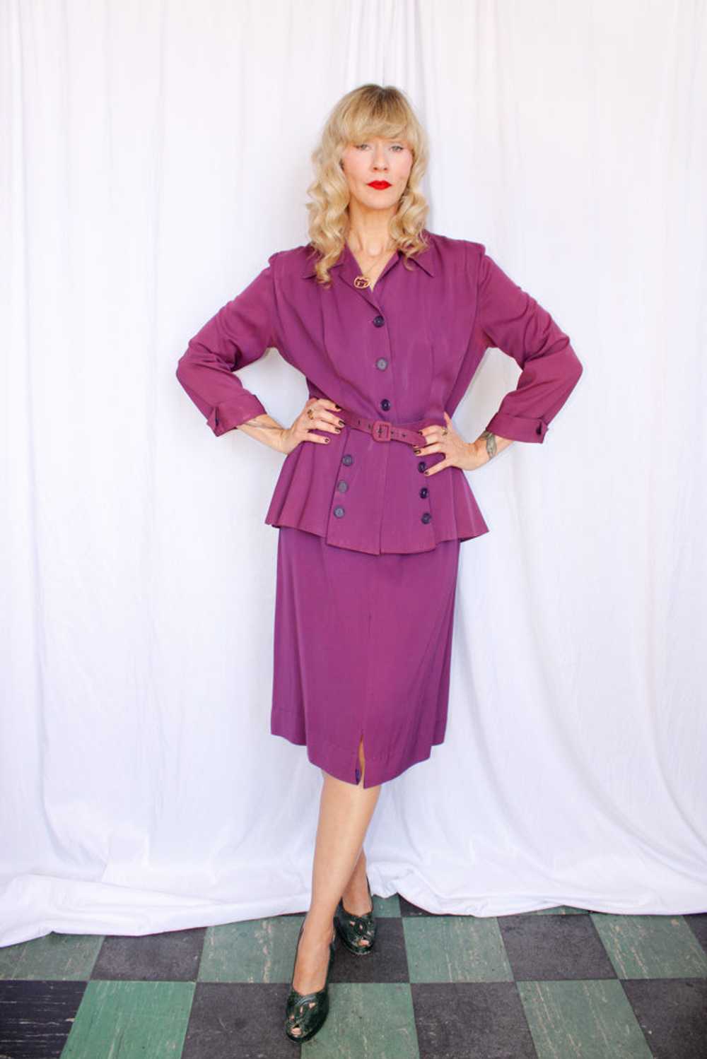 1940s Purple Gabardine Suit - Large - image 10