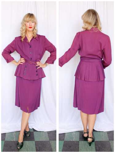 1940s Purple Gabardine Suit - Large - image 1