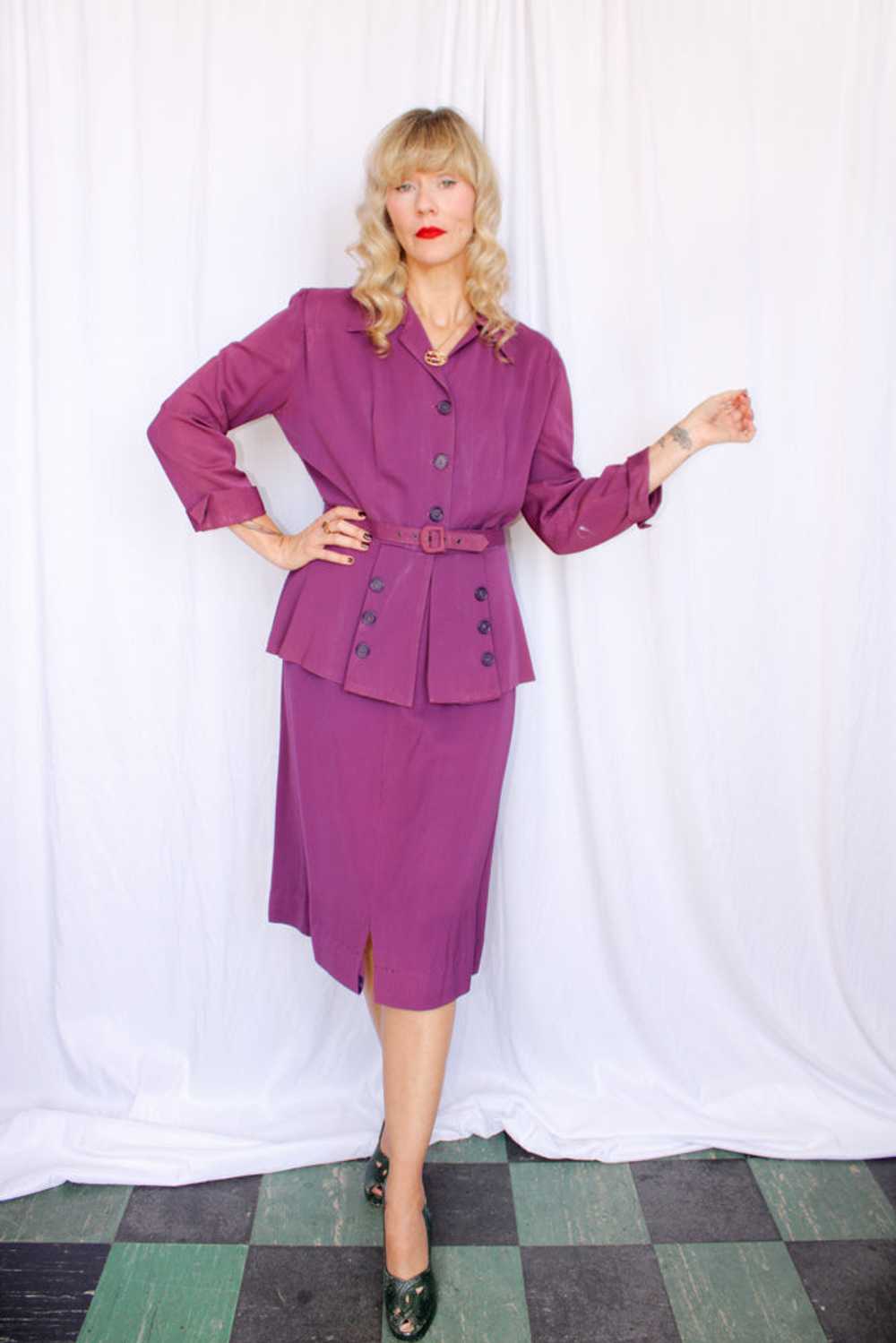 1940s Purple Gabardine Suit - Large - image 2