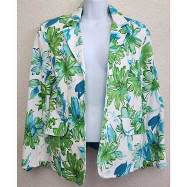 Other Susan Graver Style White Blue Green Floral L