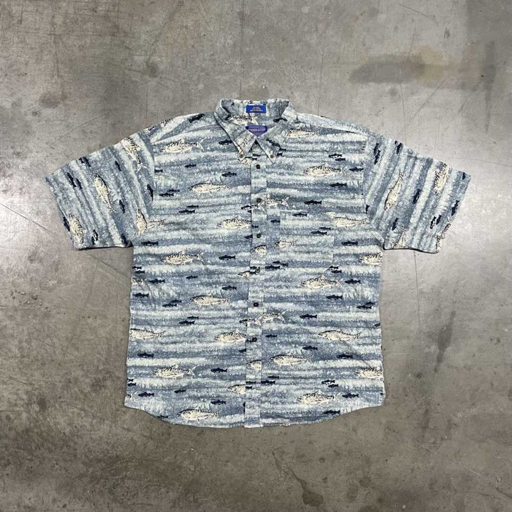 Pendleton Vintage Pendleton Fishing Patterned But… - image 1