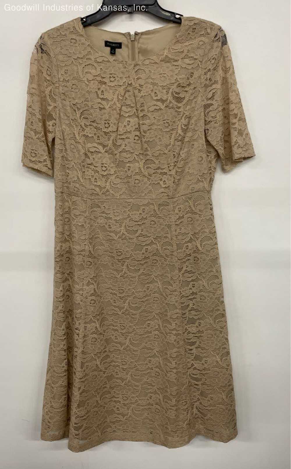 Talbots Tan Floral Lace Formal Dress - Size 4 - image 1