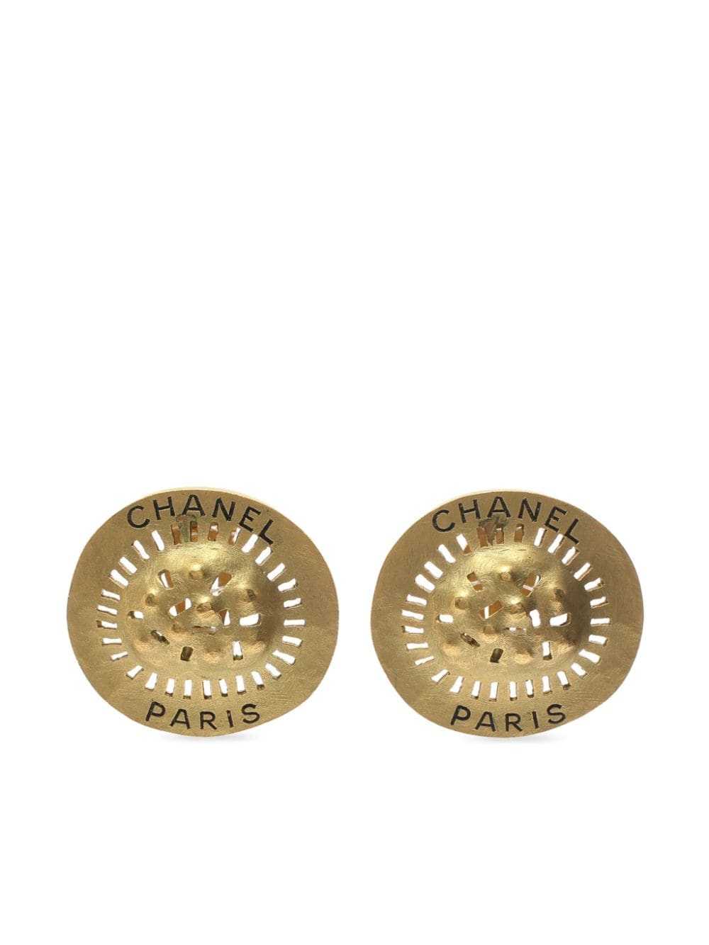 CHANEL Pre-Owned 1986-1988 logo clip-on earrings … - image 1