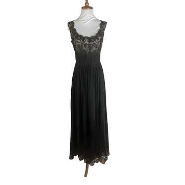 Vintage Vintage 1960s Black Lace Full Length Maxi… - image 1