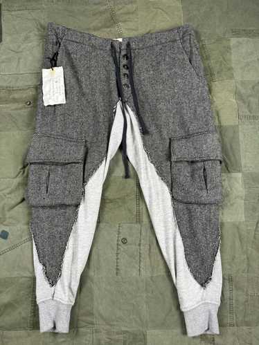 Greg Lauren Herringbone / Grey Fleece Cargo Pants