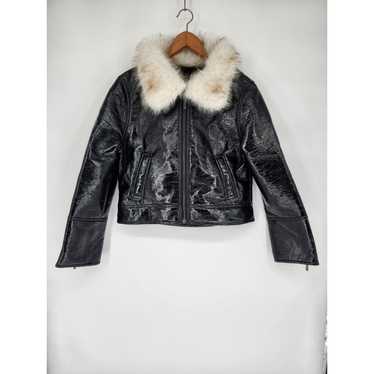 UNREAL FUR Unreal Fur Wet Look Aviator Jacket in B