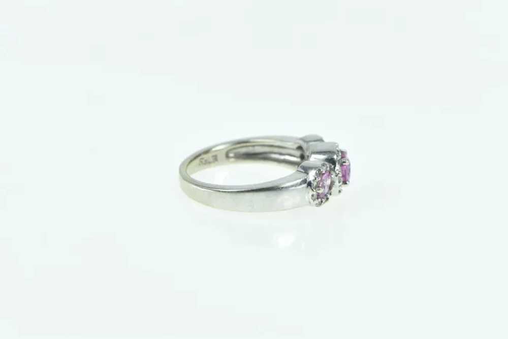 14K Oval Pink Sapphire Diamond Halo Engagement Ri… - image 2