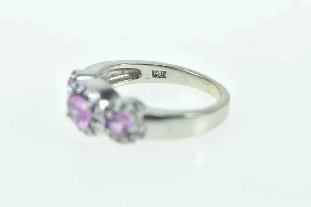 14K Oval Pink Sapphire Diamond Halo Engagement Ri… - image 3