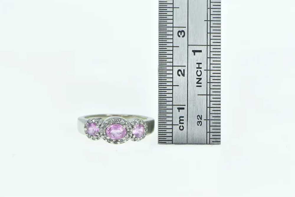 14K Oval Pink Sapphire Diamond Halo Engagement Ri… - image 4