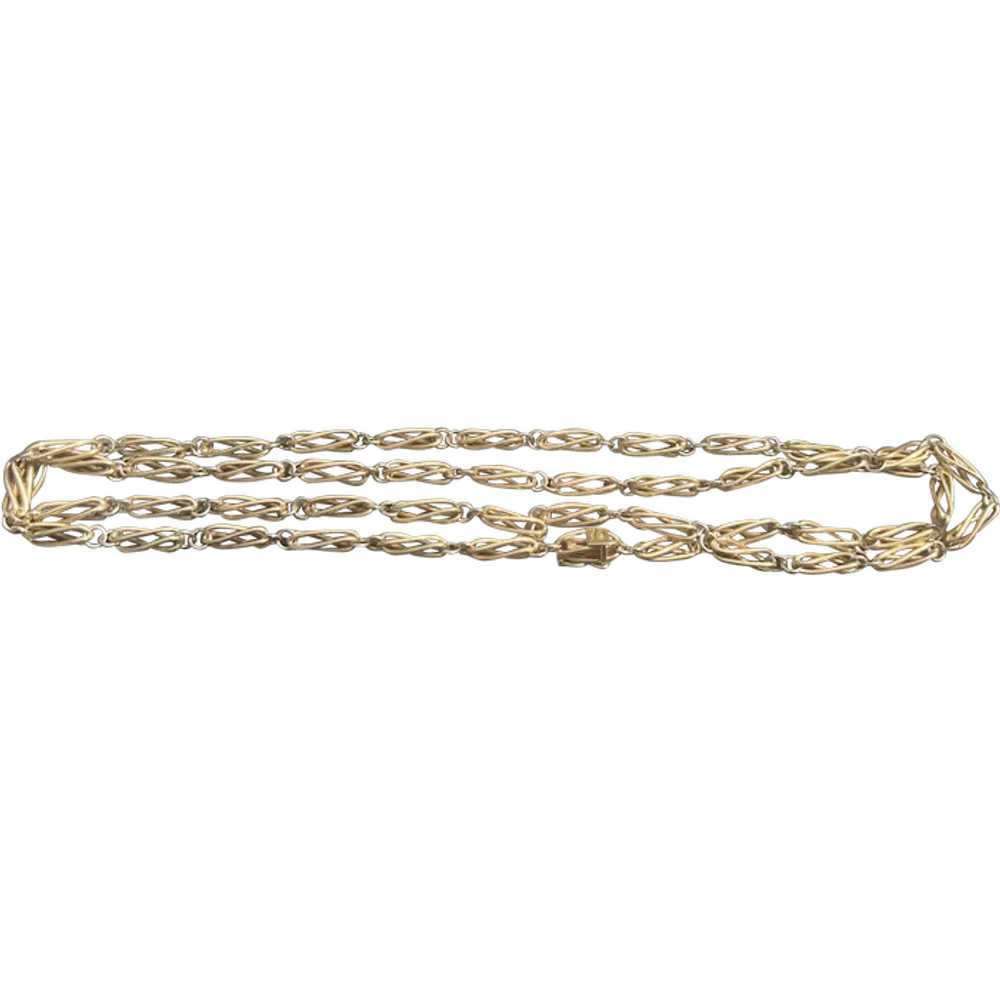 18K Yellow Gold Long Layering Chain Necklace - image 1