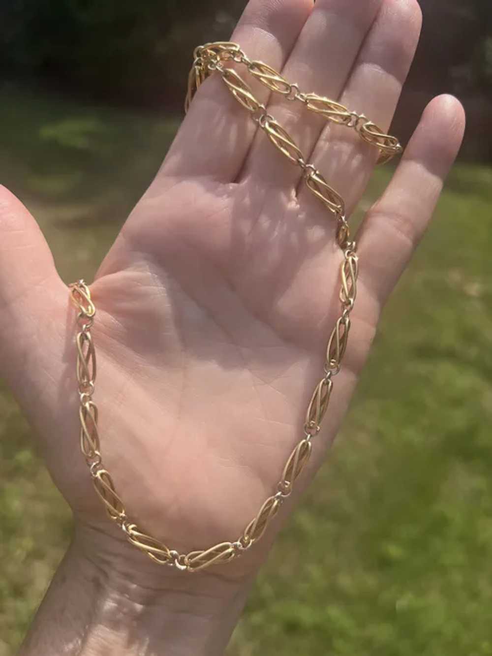 18K Yellow Gold Long Layering Chain Necklace - image 2