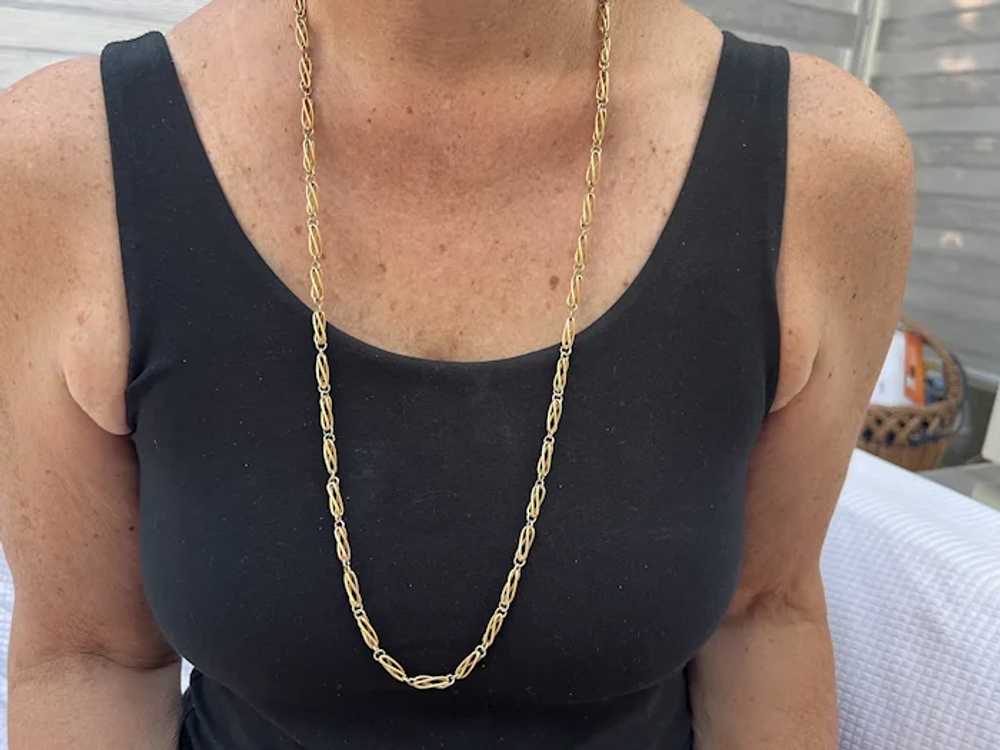 18K Yellow Gold Long Layering Chain Necklace - image 6