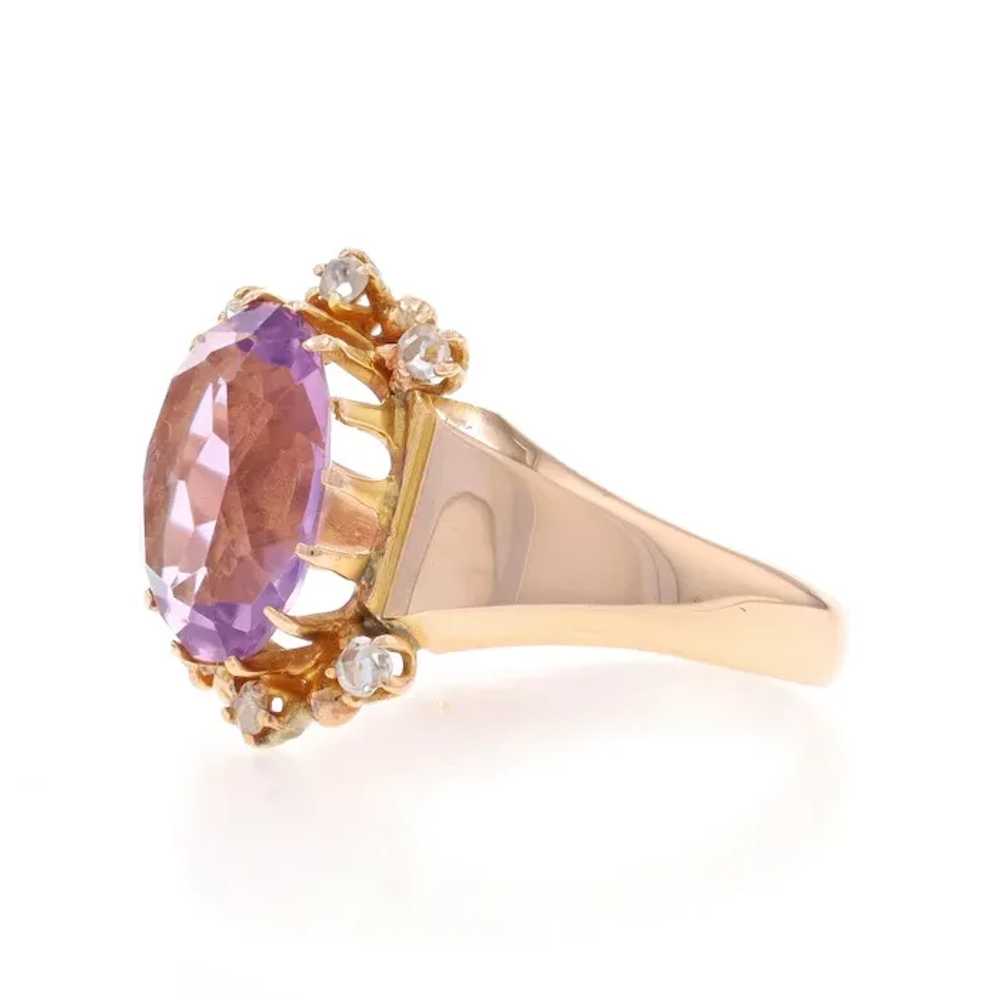 Yellow Gold Amethyst & Diamond Edwardian Ring - 1… - image 3