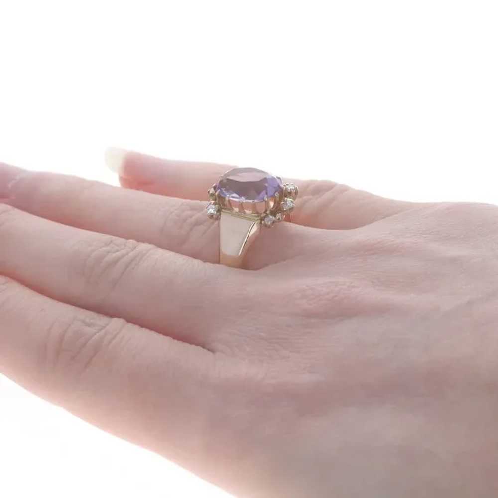 Yellow Gold Amethyst & Diamond Edwardian Ring - 1… - image 4