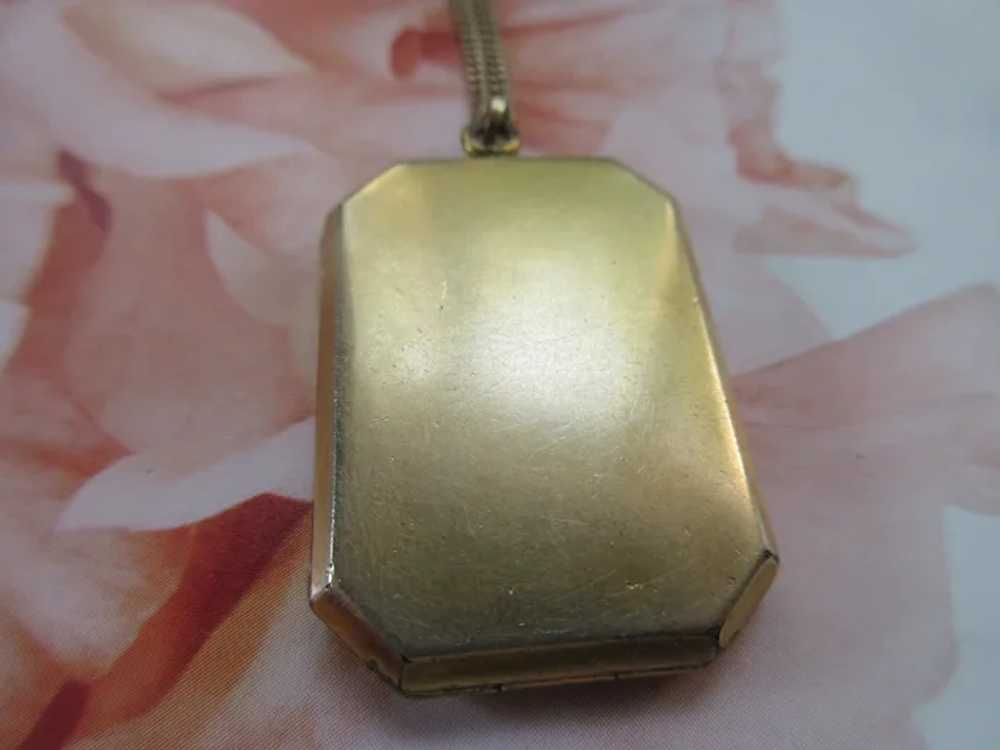 Vintage Rectangular Picture Locket Necklace Flowe… - image 5