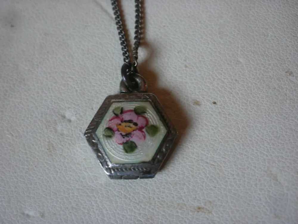 Vintage Sterling Enamel Child or Doll Pendant or … - image 2