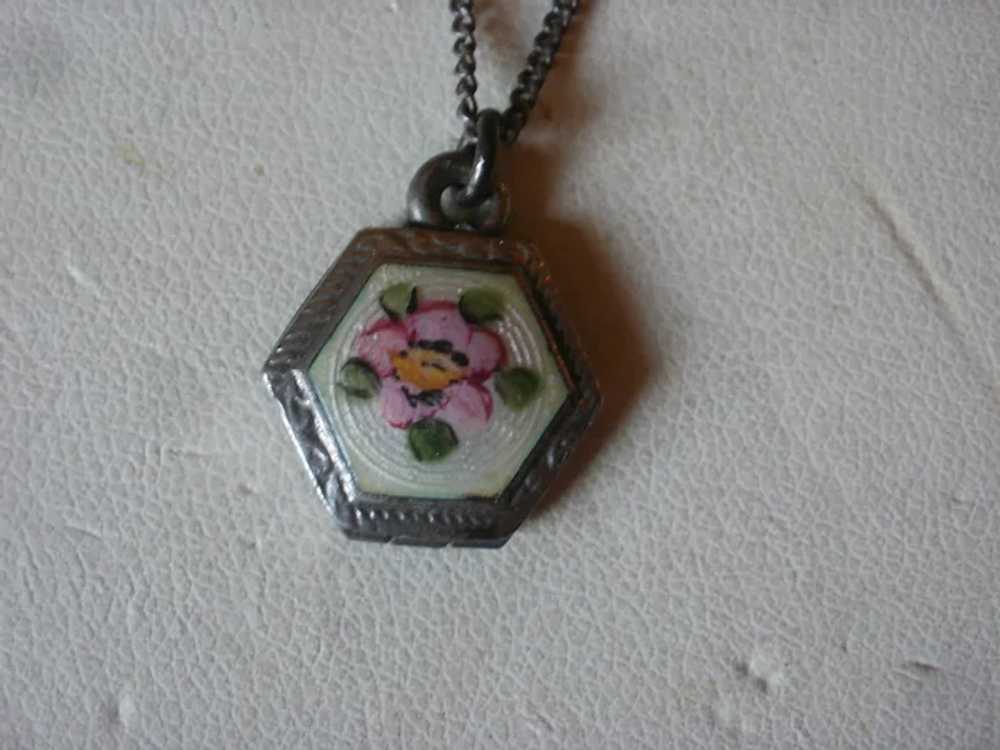 Vintage Sterling Enamel Child or Doll Pendant or … - image 6