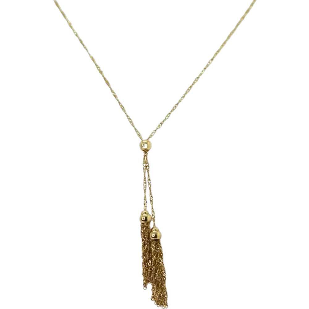 Tassel Lariat Rope Chain Necklace 14K - image 1