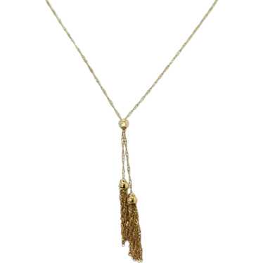 Tassel Lariat Rope Chain Necklace 14K - image 1