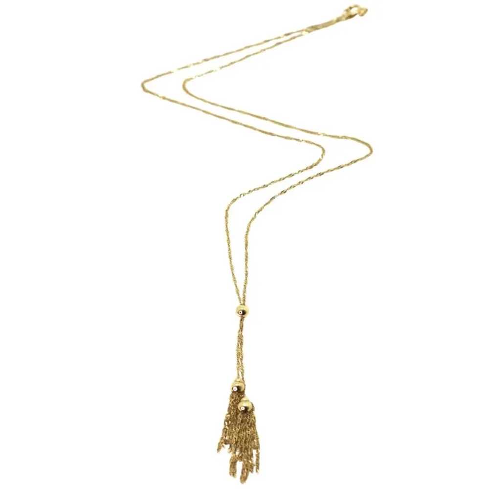 Tassel Lariat Rope Chain Necklace 14K - image 2