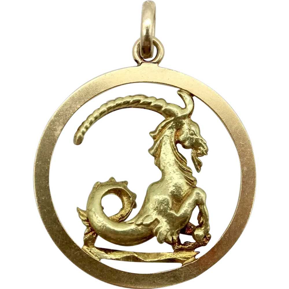 Vintage 14K Gold Three Dimensional Capricorn Charm - image 1