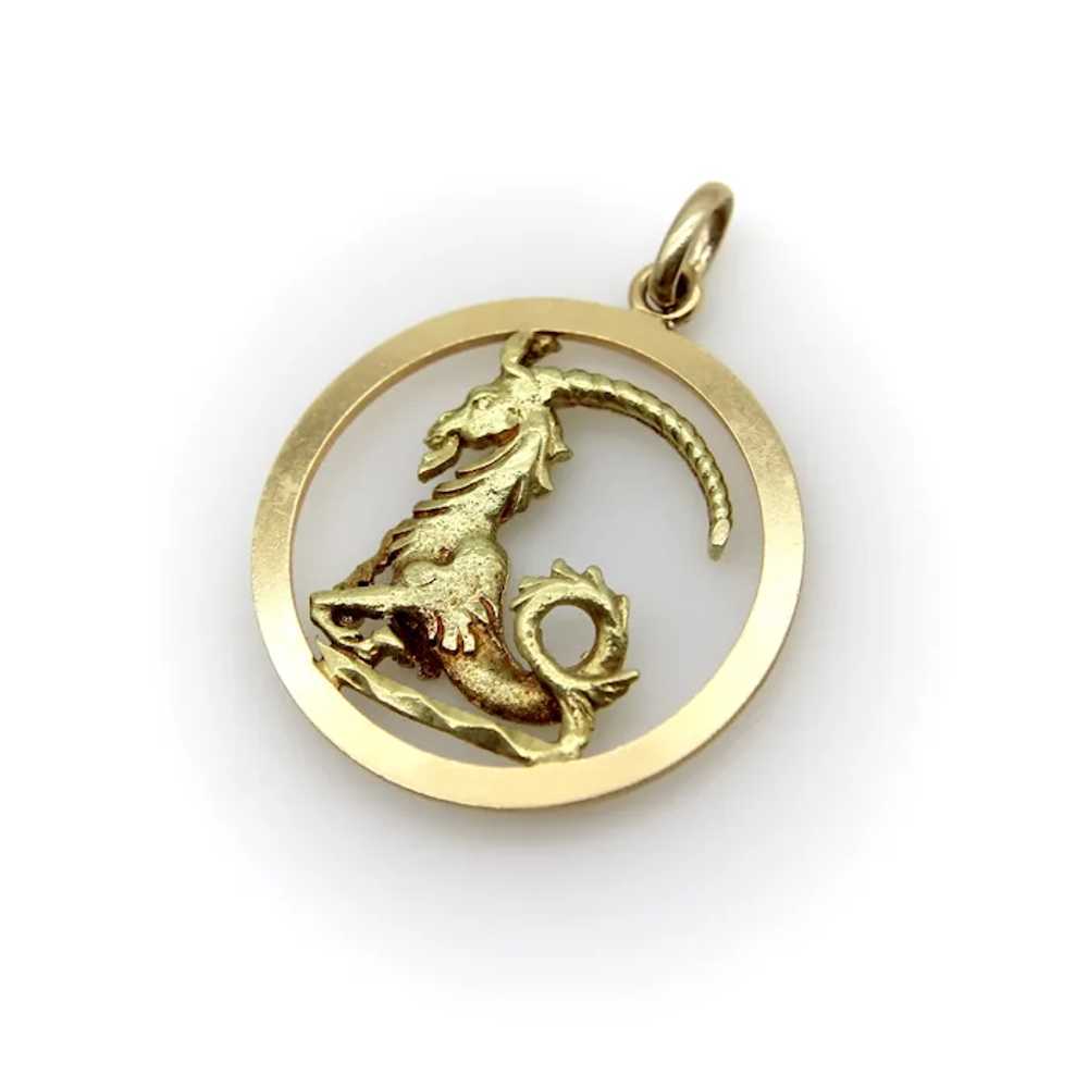 Vintage 14K Gold Three Dimensional Capricorn Charm - image 2