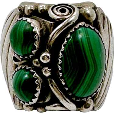 Malachite Ring, Native American, Sterling Silver,… - image 1