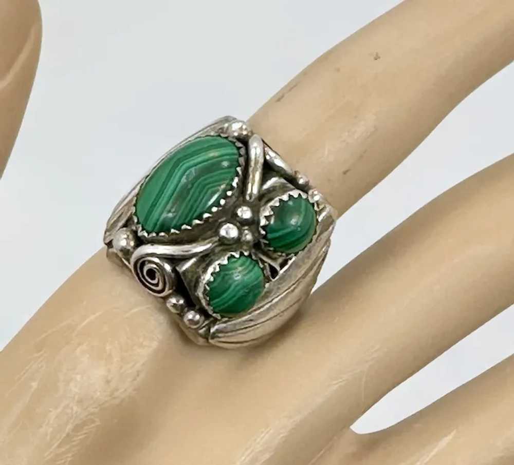 Malachite Ring, Native American, Sterling Silver,… - image 2