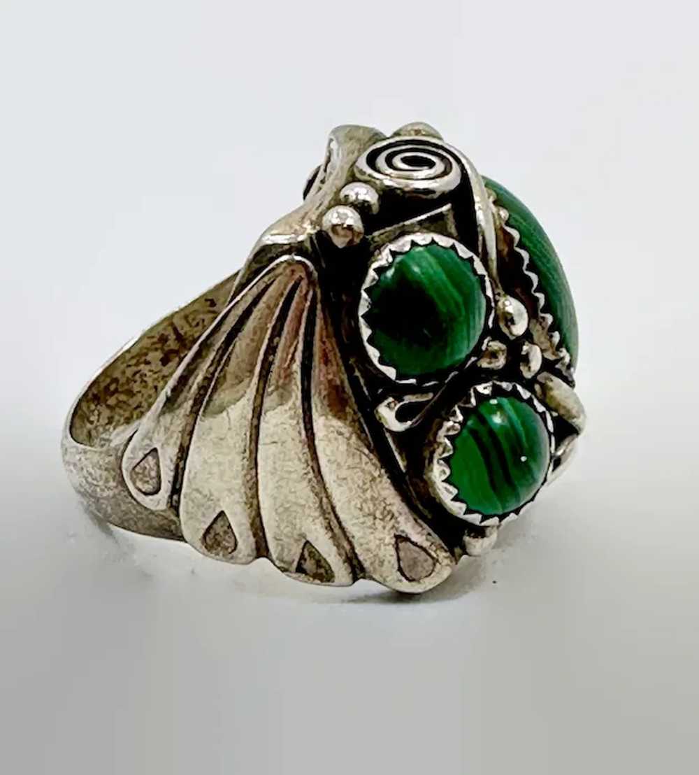 Malachite Ring, Native American, Sterling Silver,… - image 3