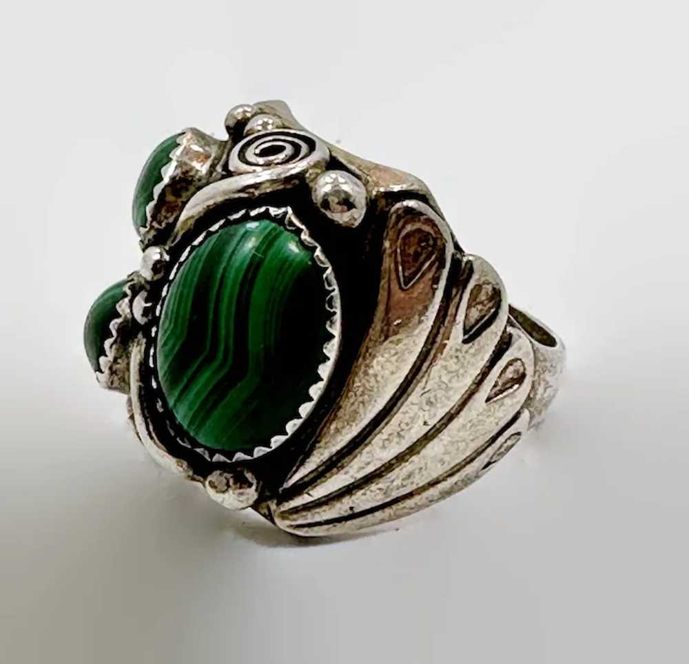 Malachite Ring, Native American, Sterling Silver,… - image 4