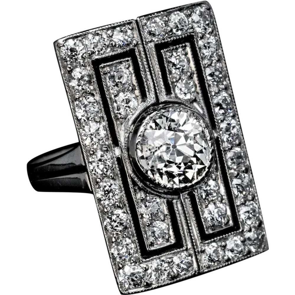 Art Deco Diamond Platinum Vintage Engagement Ring - image 1