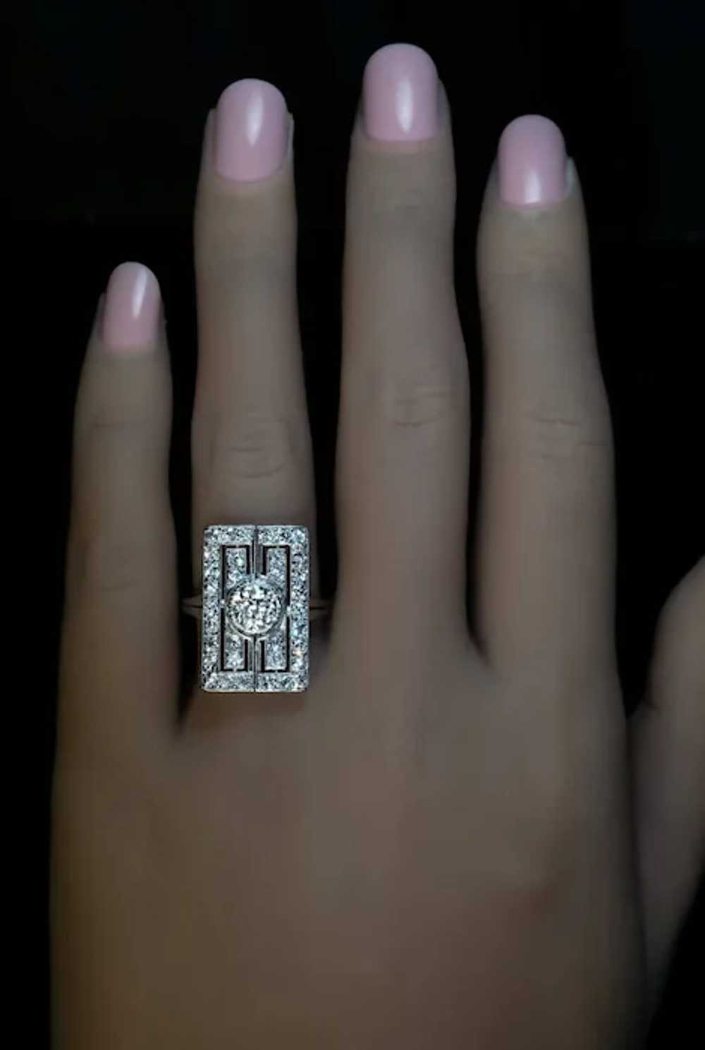 Art Deco Diamond Platinum Vintage Engagement Ring - image 2