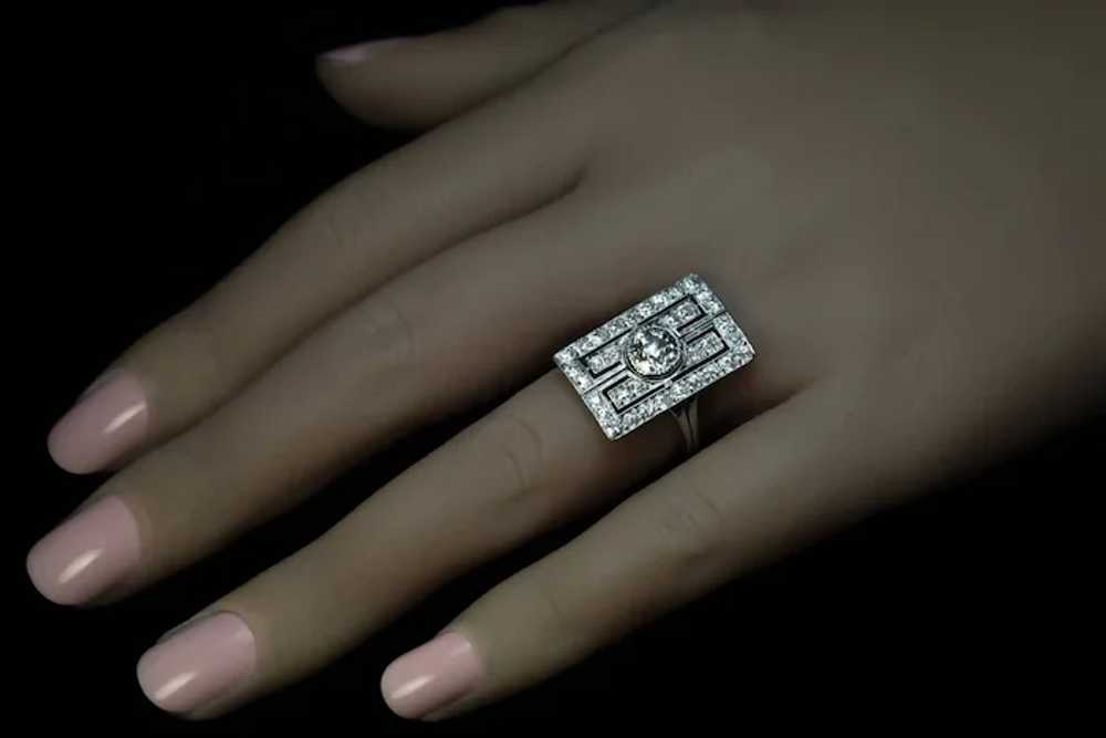 Art Deco Diamond Platinum Vintage Engagement Ring - image 3