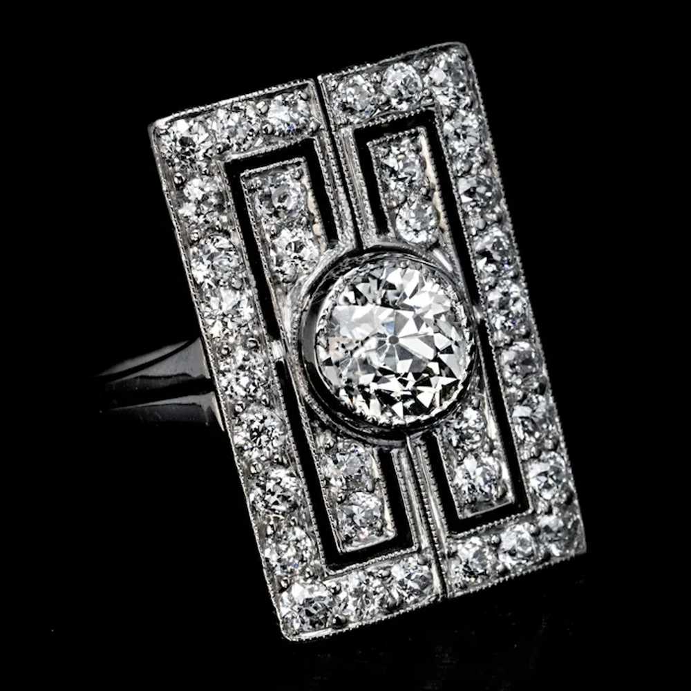 Art Deco Diamond Platinum Vintage Engagement Ring - image 5