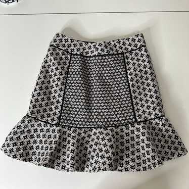 Loft Ann Taylor Loft Black White Geometric Ruffle 