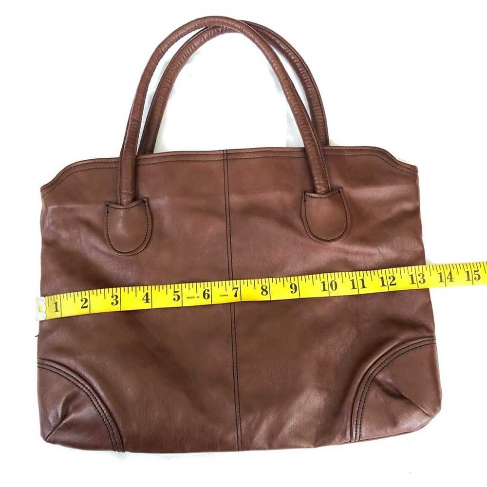 Vintage style Brown leather briefcase style shoul… - image 3