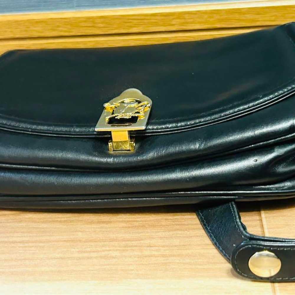 Genuine Leather Vintage Shoulder Bag, Black, Made… - image 10