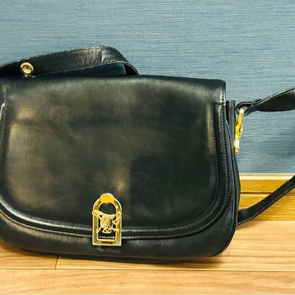 Genuine Leather Vintage Shoulder Bag, Black, Made… - image 11