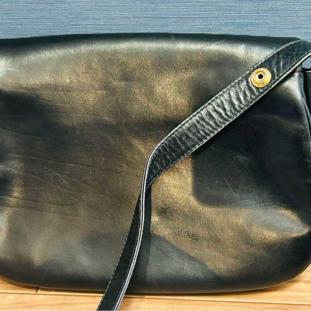 Genuine Leather Vintage Shoulder Bag, Black, Made… - image 9