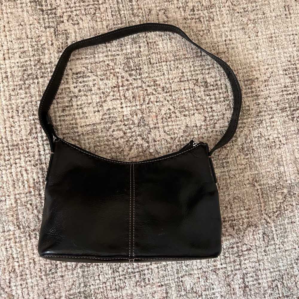 Vintage Fossil Black Leather Shoulder Bag - image 2