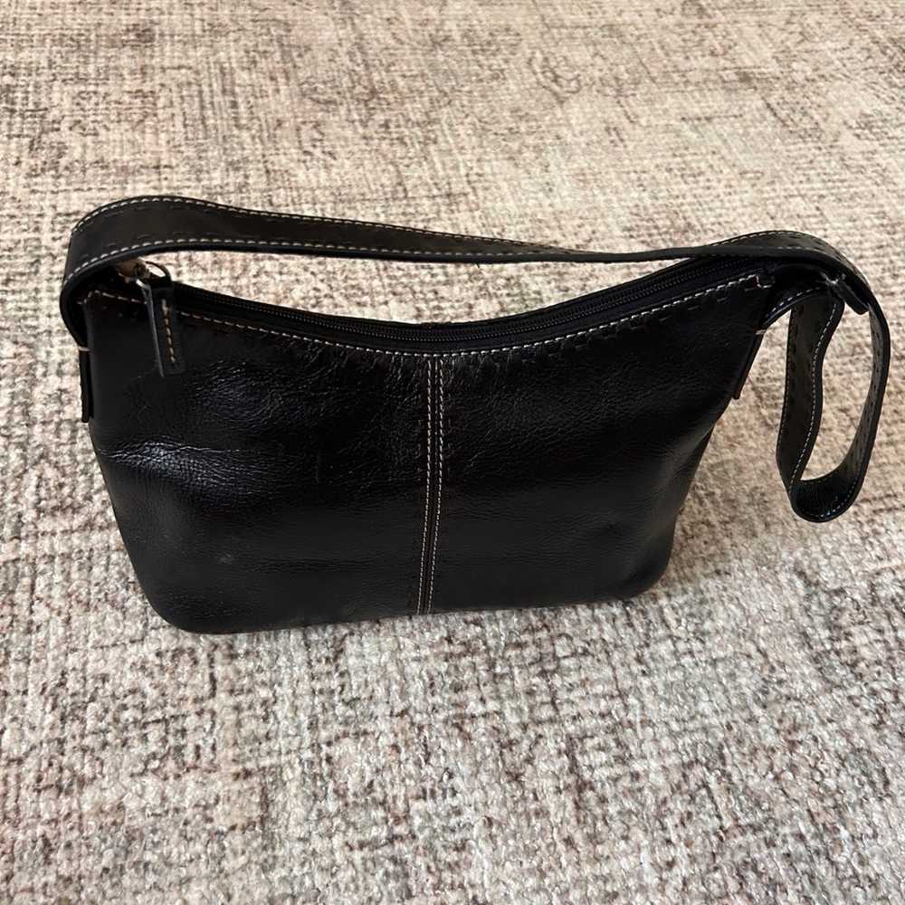 Vintage Fossil Black Leather Shoulder Bag - image 3