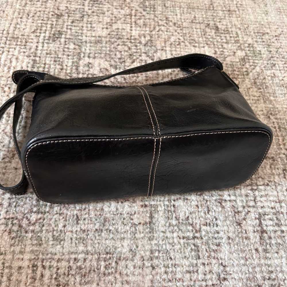 Vintage Fossil Black Leather Shoulder Bag - image 4