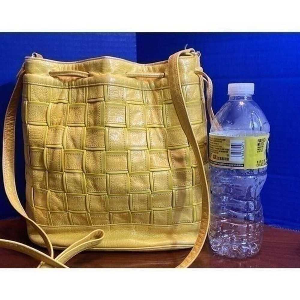 Vintage Sharif Yellow Weaved Leather Hobo Shoulde… - image 9