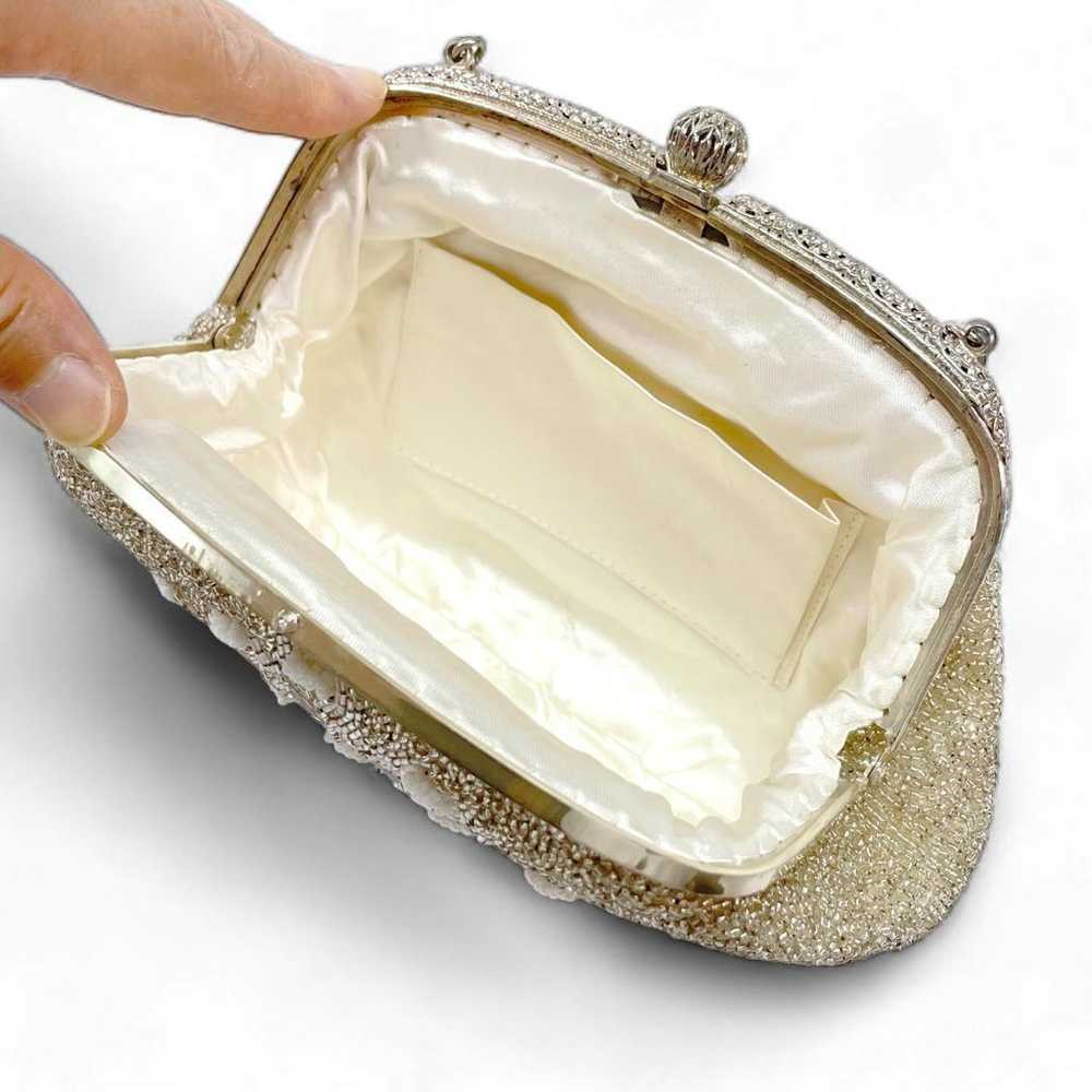 Bead Bag Handbag Peacock Champagne Silver B-0755 - image 11